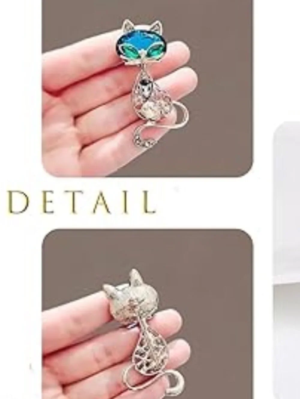 Beautiful Sparkly Gem Cat Brooch Lapel Pin‎ Kitten Rhinestones